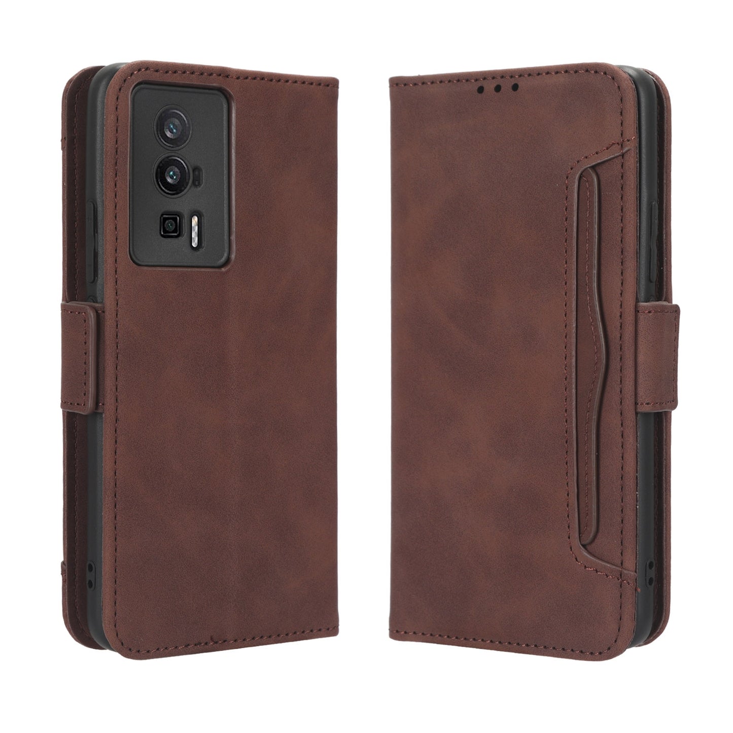 Xiaomi Poco F5 Pro Skin Feel PU Leather Wallet Phone Case with Card Slots, Cash Pocket, Magnetic Closure, Built-In Stand, Full Protection TPU Cover