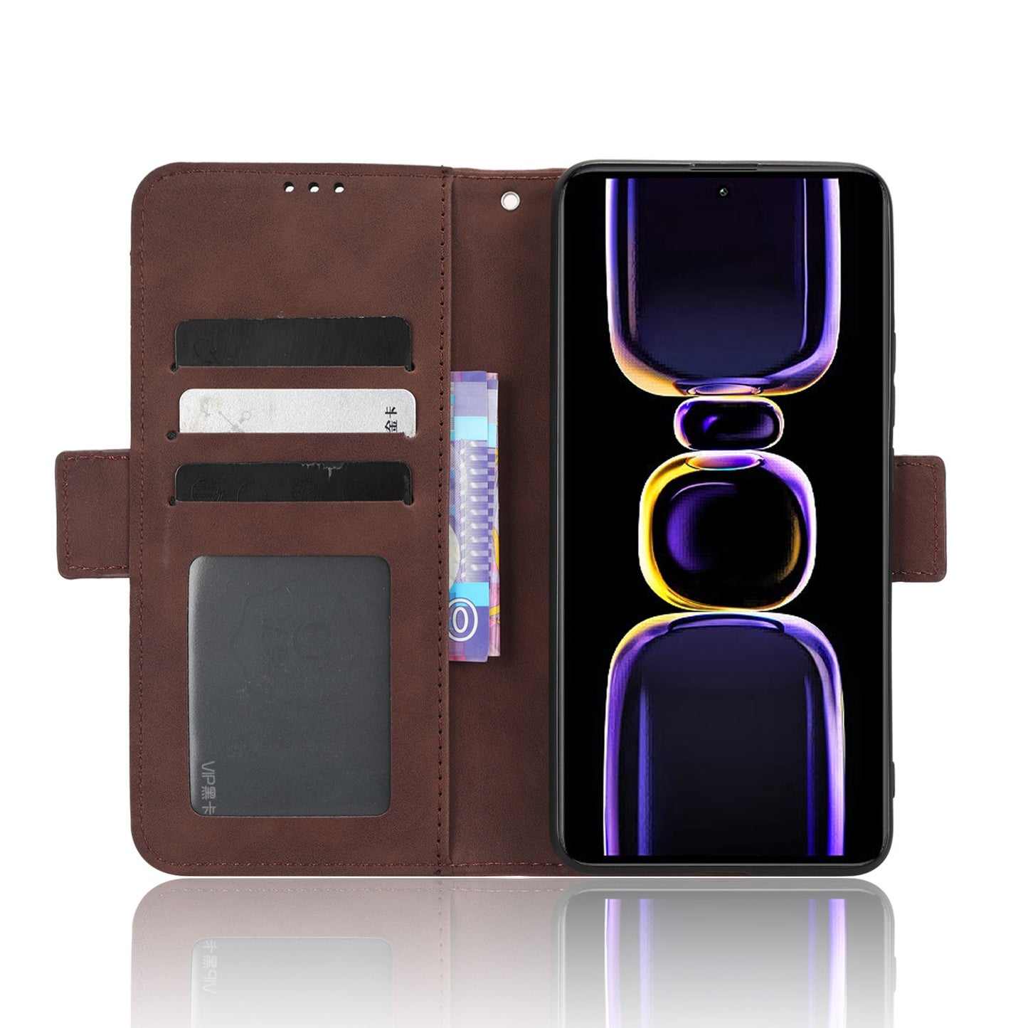 Xiaomi Poco F5 Pro Skin Feel PU Leather Wallet Phone Case with Card Slots, Cash Pocket, Magnetic Closure, Built-In Stand, Full Protection TPU Cover