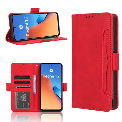 Xiaomi Redmi 12 4G Skin Feel PU Leather Wallet Phone Case with Card Slots, Cash Pocket, Magnetic Closure, Built-In Stand, Full Protection TPU Cover