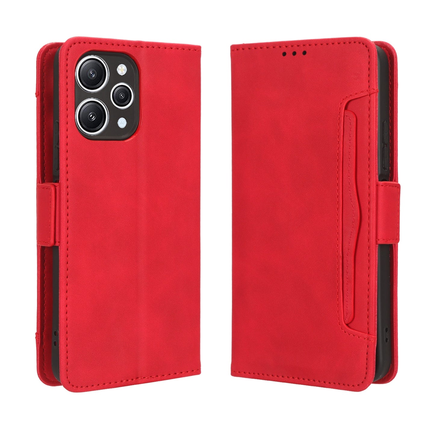 Xiaomi Redmi 12 4G Skin Feel PU Leather Wallet Phone Case with Card Slots, Cash Pocket, Magnetic Closure, Built-In Stand, Full Protection TPU Cover