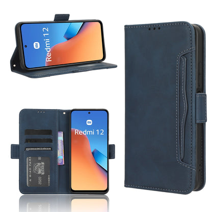 Xiaomi Redmi 12 4G Skin Feel PU Leather Wallet Phone Case with Card Slots, Cash Pocket, Magnetic Closure, Built-In Stand, Full Protection TPU Cover
