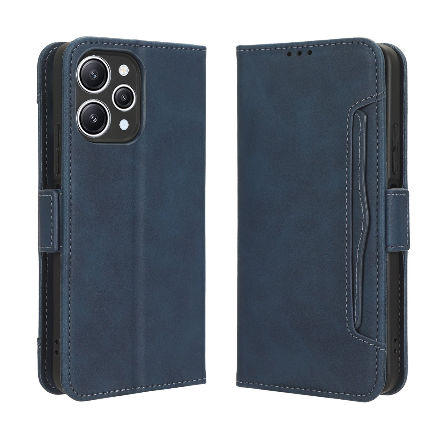 Xiaomi Redmi 12 4G Skin Feel PU Leather Wallet Phone Case with Card Slots, Cash Pocket, Magnetic Closure, Built-In Stand, Full Protection TPU Cover