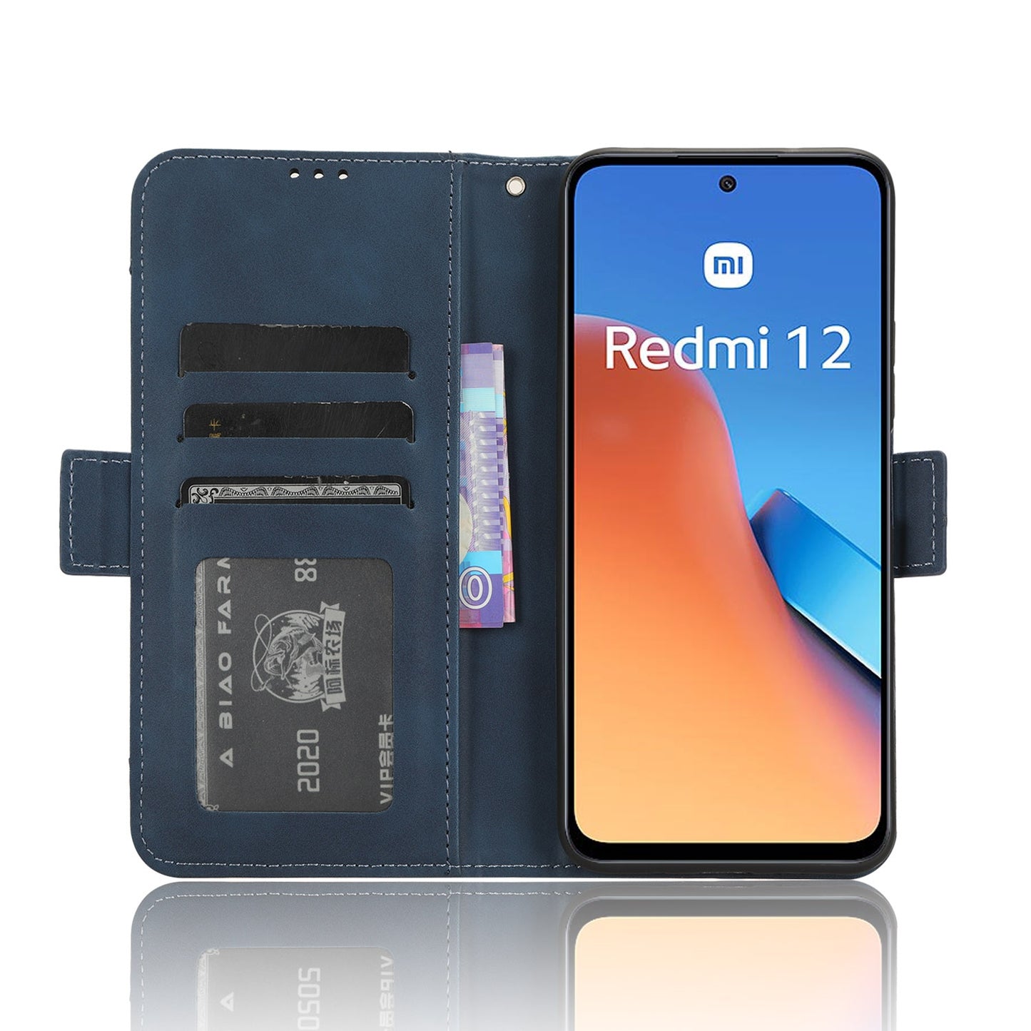Xiaomi Redmi 12 4G Skin Feel PU Leather Wallet Phone Case with Card Slots, Cash Pocket, Magnetic Closure, Built-In Stand, Full Protection TPU Cover