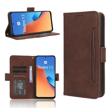 Xiaomi Redmi 12 4G Skin Feel PU Leather Wallet Phone Case with Card Slots, Cash Pocket, Magnetic Closure, Built-In Stand, Full Protection TPU Cover