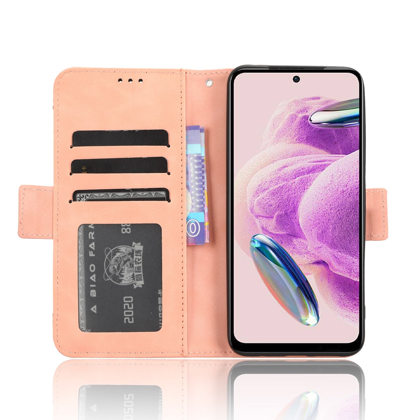 Xiaomi Redmi Note 12S 4G Skin Feel PU Leather Wallet Phone Case with Card Slots, Cash Pocket, Magnetic Closure, Built-In Stand, Full Protection TPU Cover