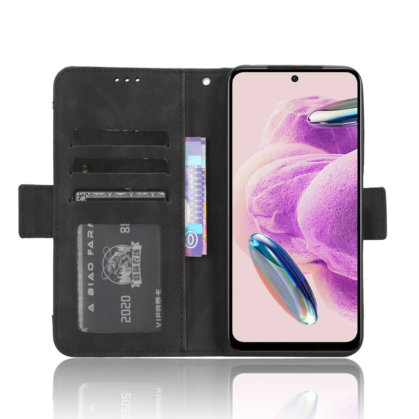 Xiaomi Redmi Note 12S 4G Skin Feel PU Leather Wallet Phone Case with Card Slots, Cash Pocket, Magnetic Closure, Built-In Stand, Full Protection TPU Cover