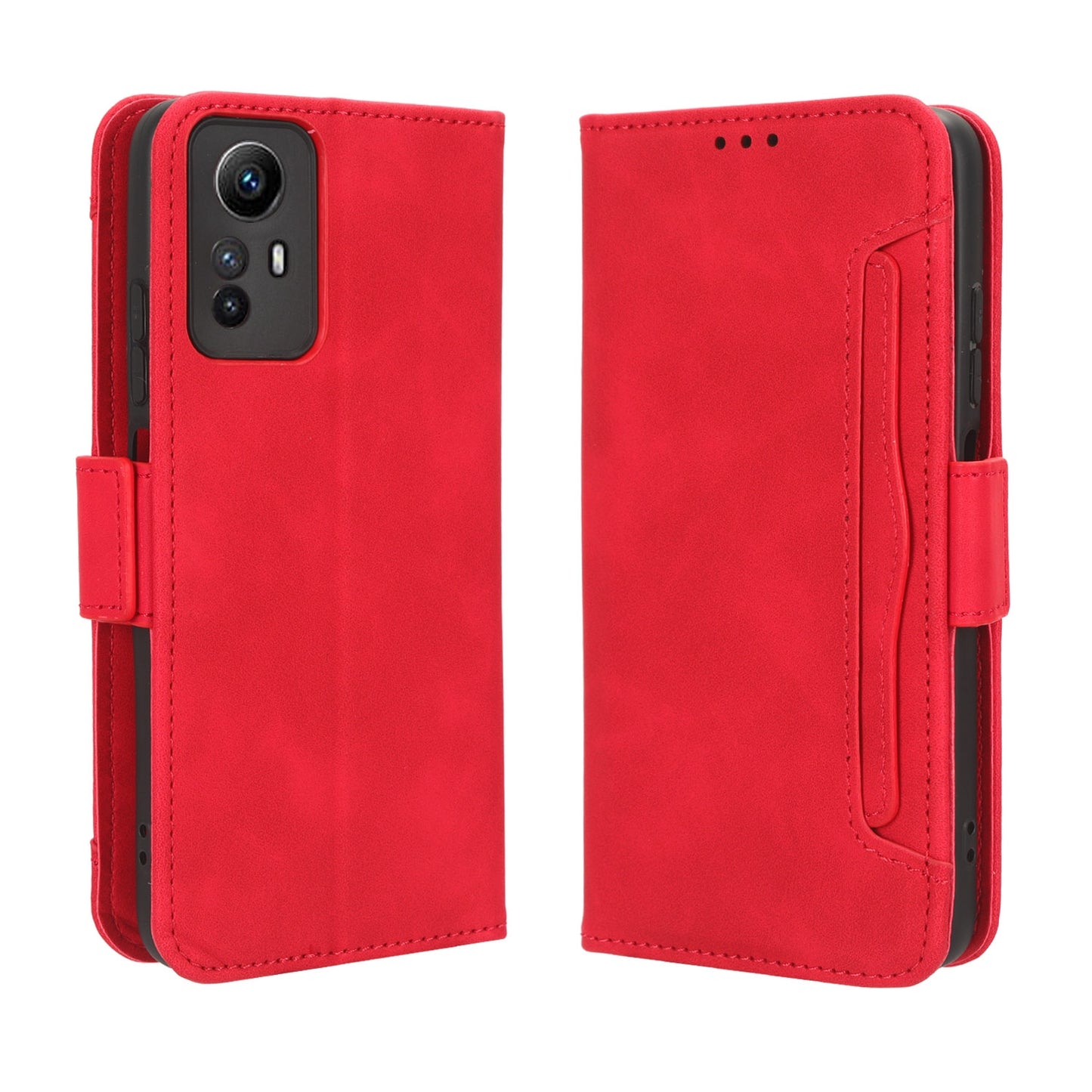 Xiaomi Redmi Note 12S 4G Skin Feel PU Leather Wallet Phone Case with Card Slots, Cash Pocket, Magnetic Closure, Built-In Stand, Full Protection TPU Cover
