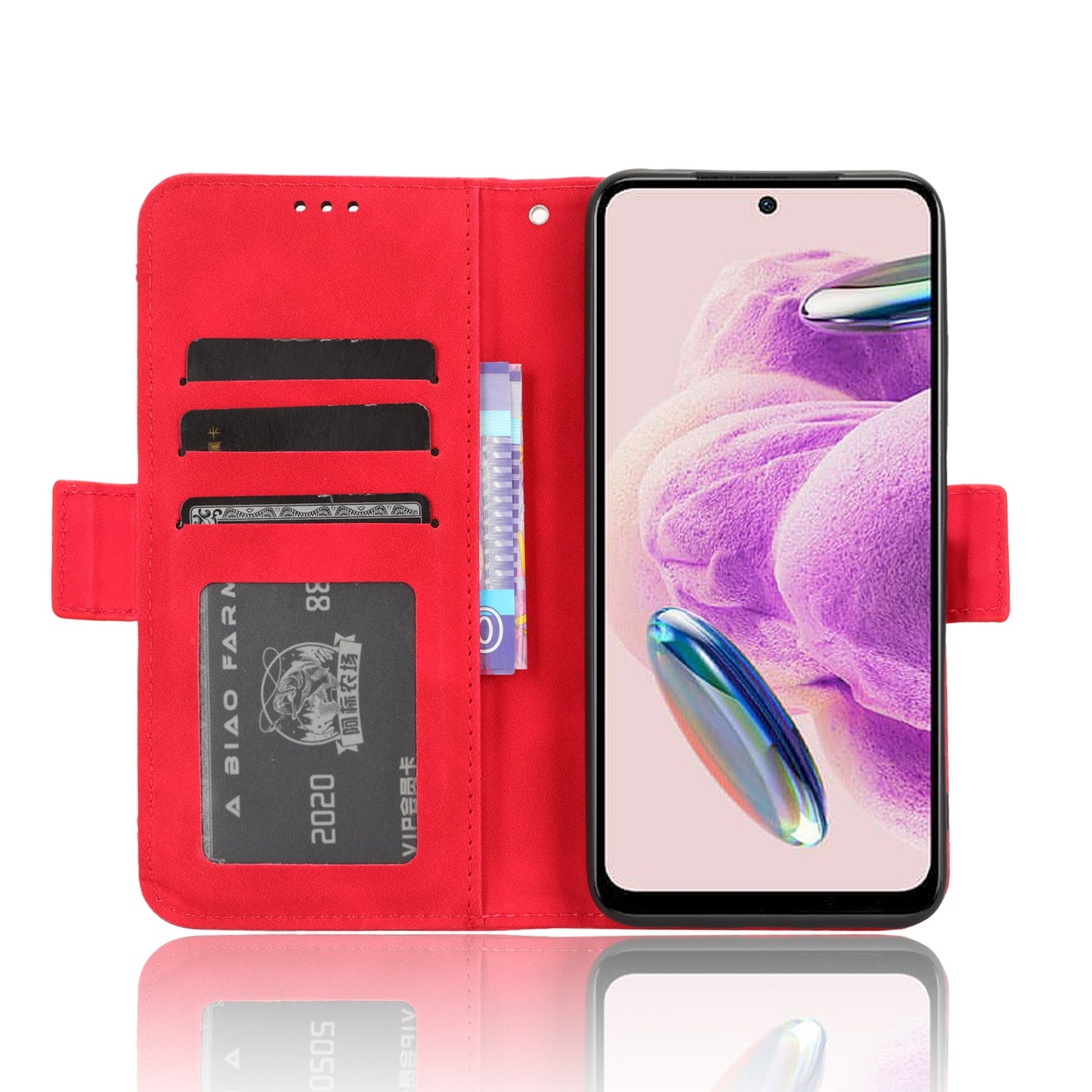 Xiaomi Redmi Note 12S 4G Skin Feel PU Leather Wallet Phone Case with Card Slots, Cash Pocket, Magnetic Closure, Built-In Stand, Full Protection TPU Cover