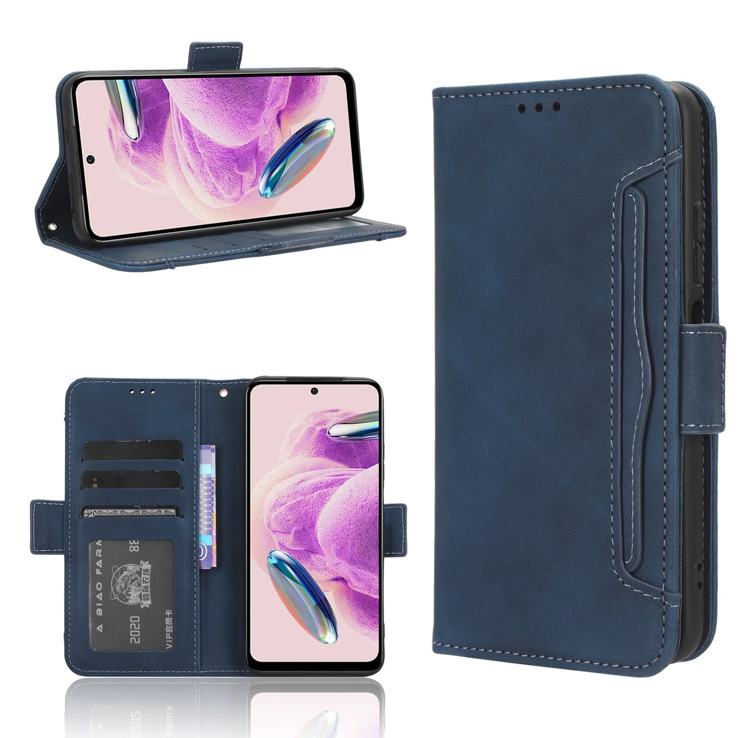 Xiaomi Redmi Note 12S 4G Skin Feel PU Leather Wallet Phone Case with Card Slots, Cash Pocket, Magnetic Closure, Built-In Stand, Full Protection TPU Cover