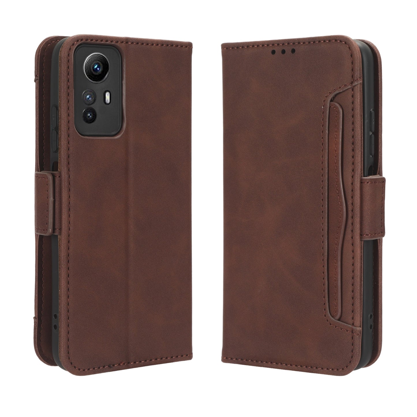 Xiaomi Redmi Note 12S 4G Skin Feel PU Leather Wallet Phone Case with Card Slots, Cash Pocket, Magnetic Closure, Built-In Stand, Full Protection TPU Cover