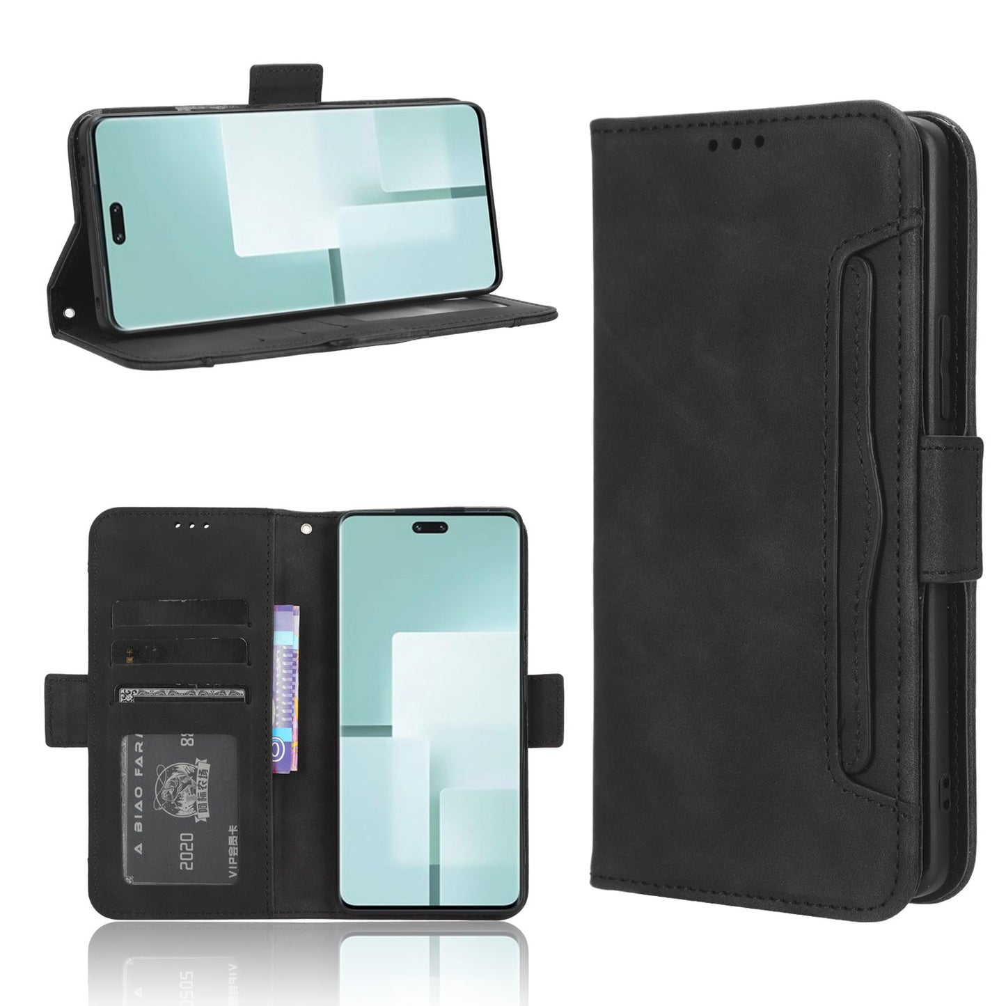 Xiaomi Civi 3 Skin Feel PU Leather Wallet Phone Case with Card Slots, Cash Pocket, Magnetic Closure, Built-In Stand, Full Protection TPU Cover