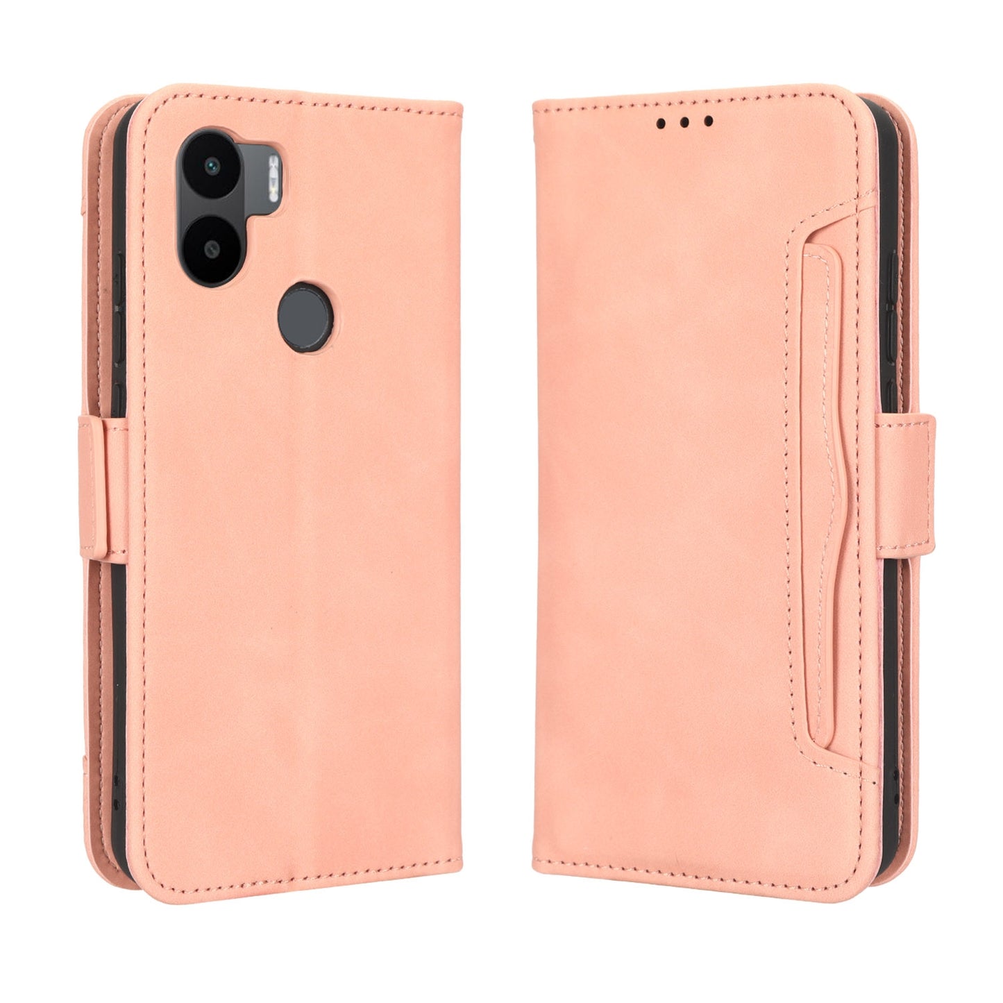 Xiaomi Redmi A2+ Skin Feel PU Leather Wallet Phone Case with Card Slots, Cash Pocket, Magnetic Closure, Built-In Stand, Full Protection TPU Cover