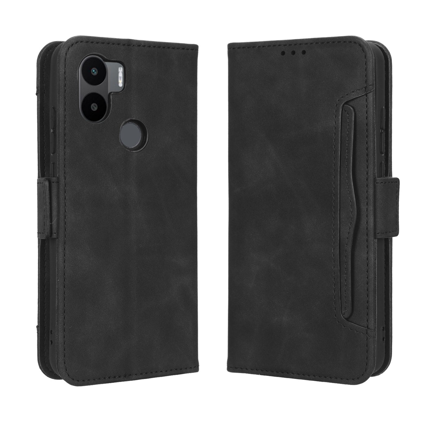 Xiaomi Redmi A1+ Skin Feel PU Leather Wallet Phone Case with Card Slots, Cash Pocket, Magnetic Closure, Built-In Stand, Full Protection TPU Cover