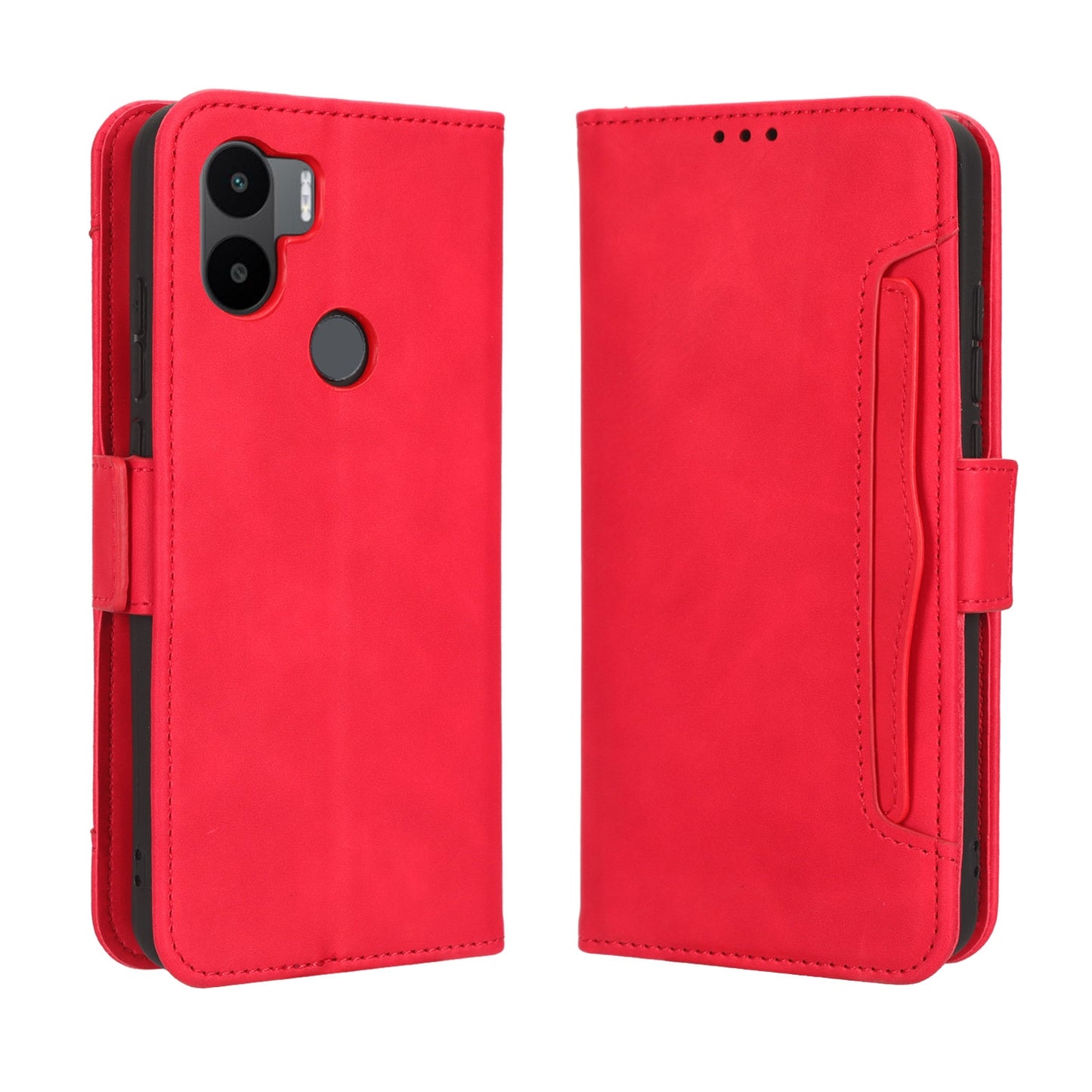 Xiaomi Redmi A2+ Skin Feel PU Leather Wallet Phone Case with Card Slots, Cash Pocket, Magnetic Closure, Built-In Stand, Full Protection TPU Cover
