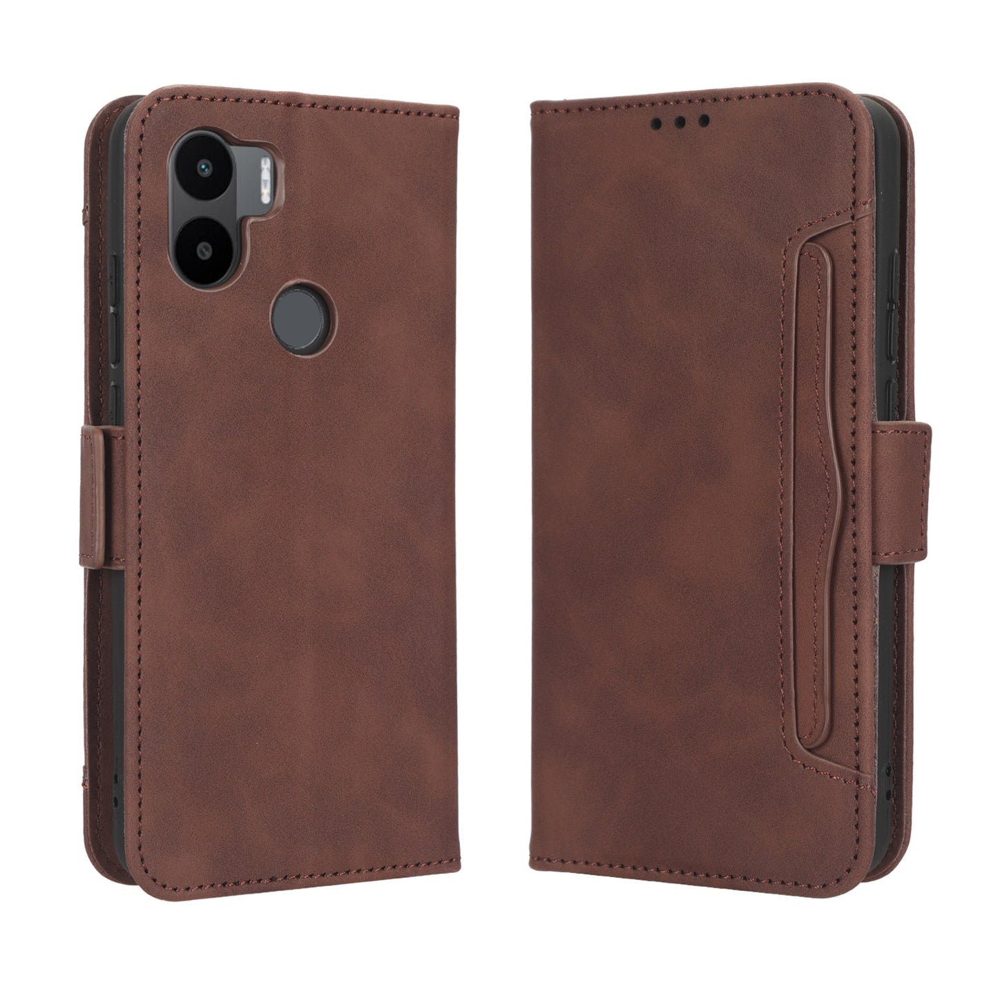 Xiaomi Redmi A1+ Skin Feel PU Leather Wallet Phone Case with Card Slots, Cash Pocket, Magnetic Closure, Built-In Stand, Full Protection TPU Cover