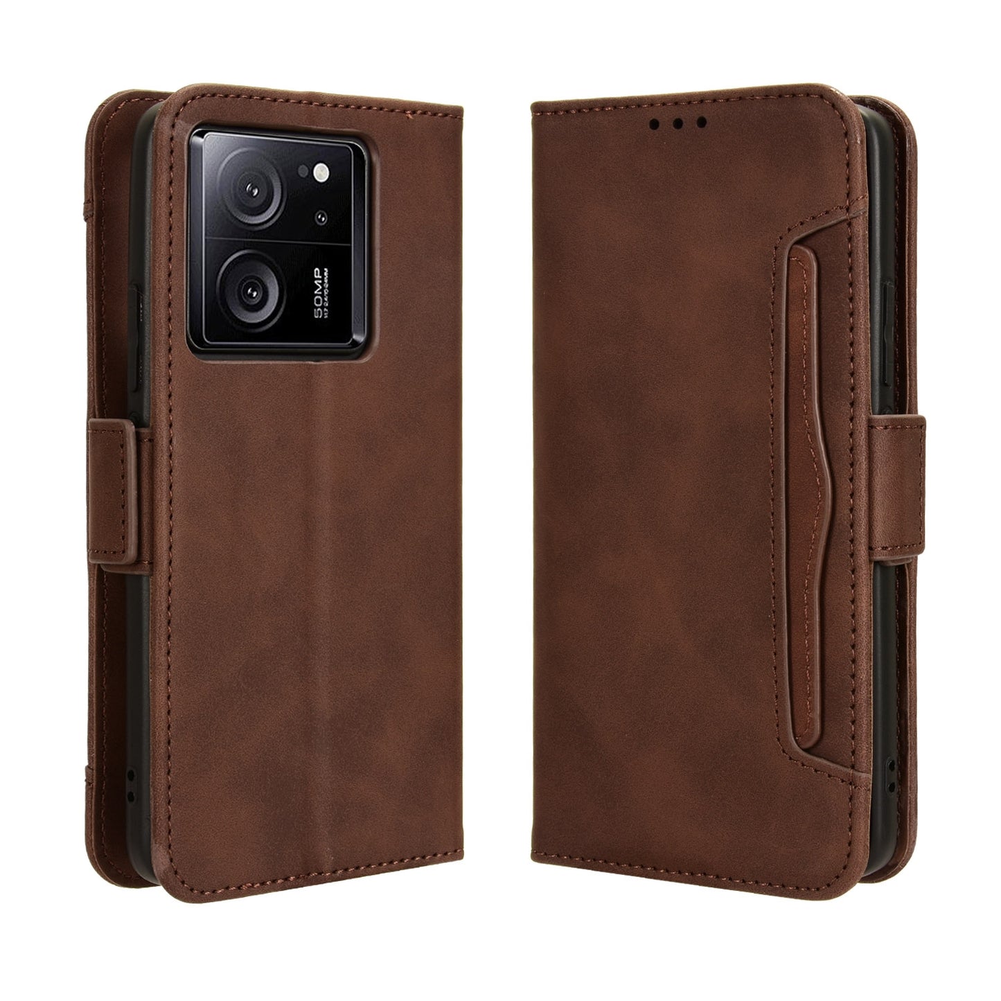 Xiaomi Redmi K60 Ultra Skin Feel PU Leather Wallet Phone Case with Card Slots, Cash Pocket, Magnetic Closure, Built-In Stand, Full Protection TPU Cover