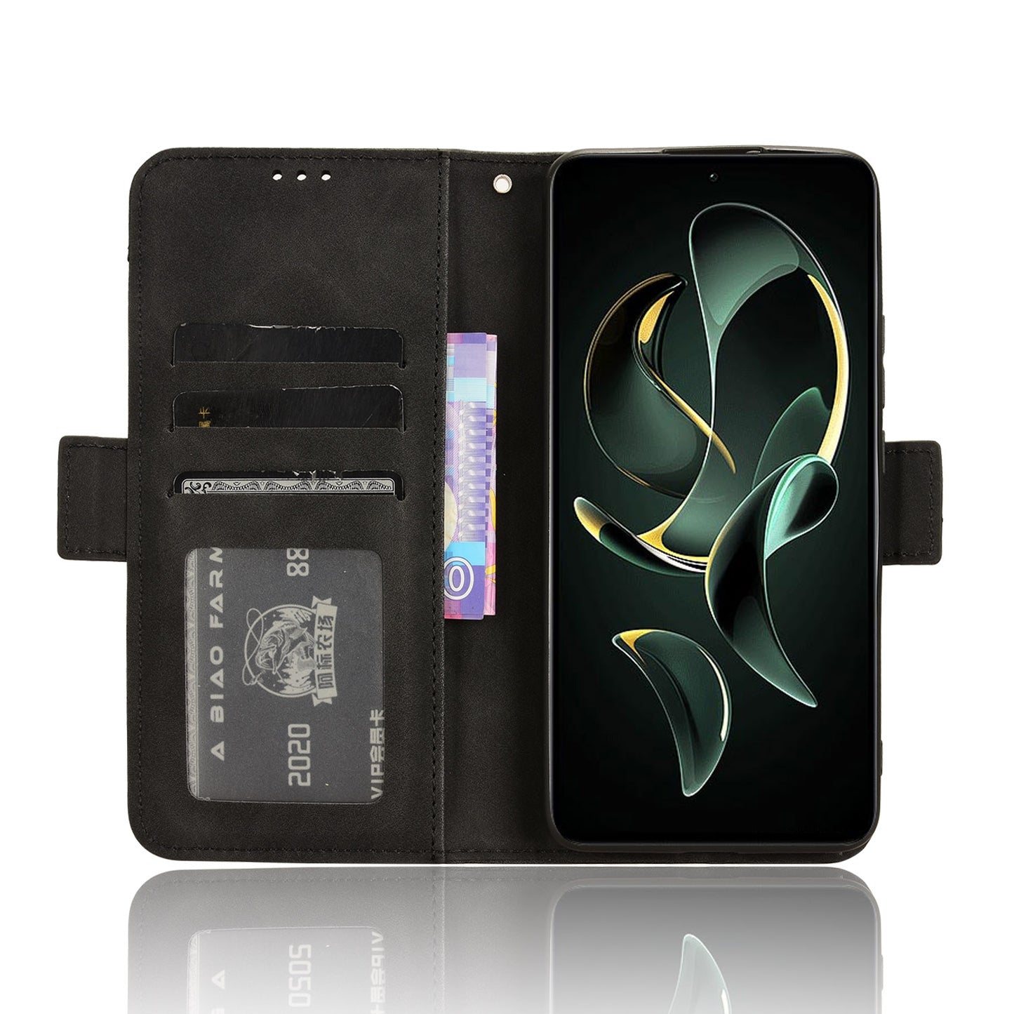 Xiaomi 13T Skin Feel PU Leather Wallet Phone Case with Card Slots, Cash Pocket, Magnetic Closure, Built-In Stand, Full Protection TPU Cover