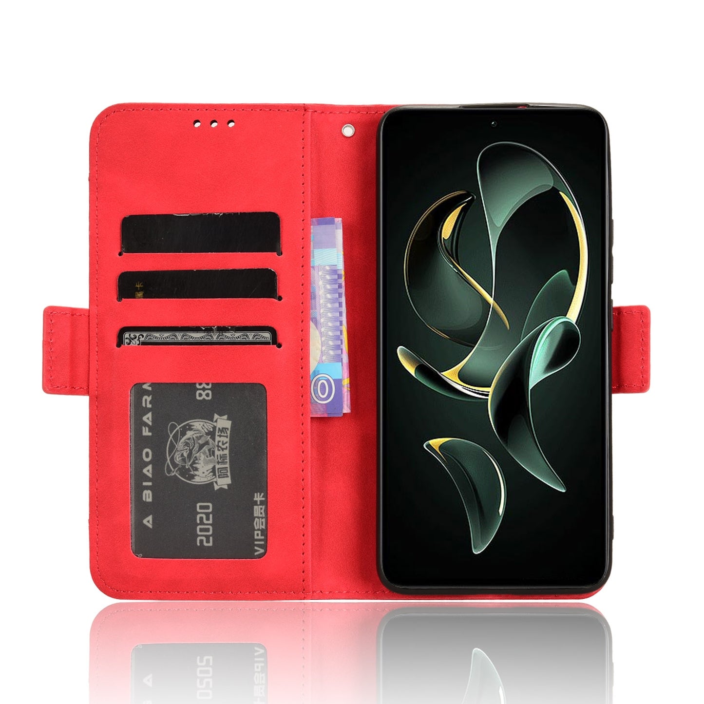 Xiaomi 13T Skin Feel PU Leather Wallet Phone Case with Card Slots, Cash Pocket, Magnetic Closure, Built-In Stand, Full Protection TPU Cover