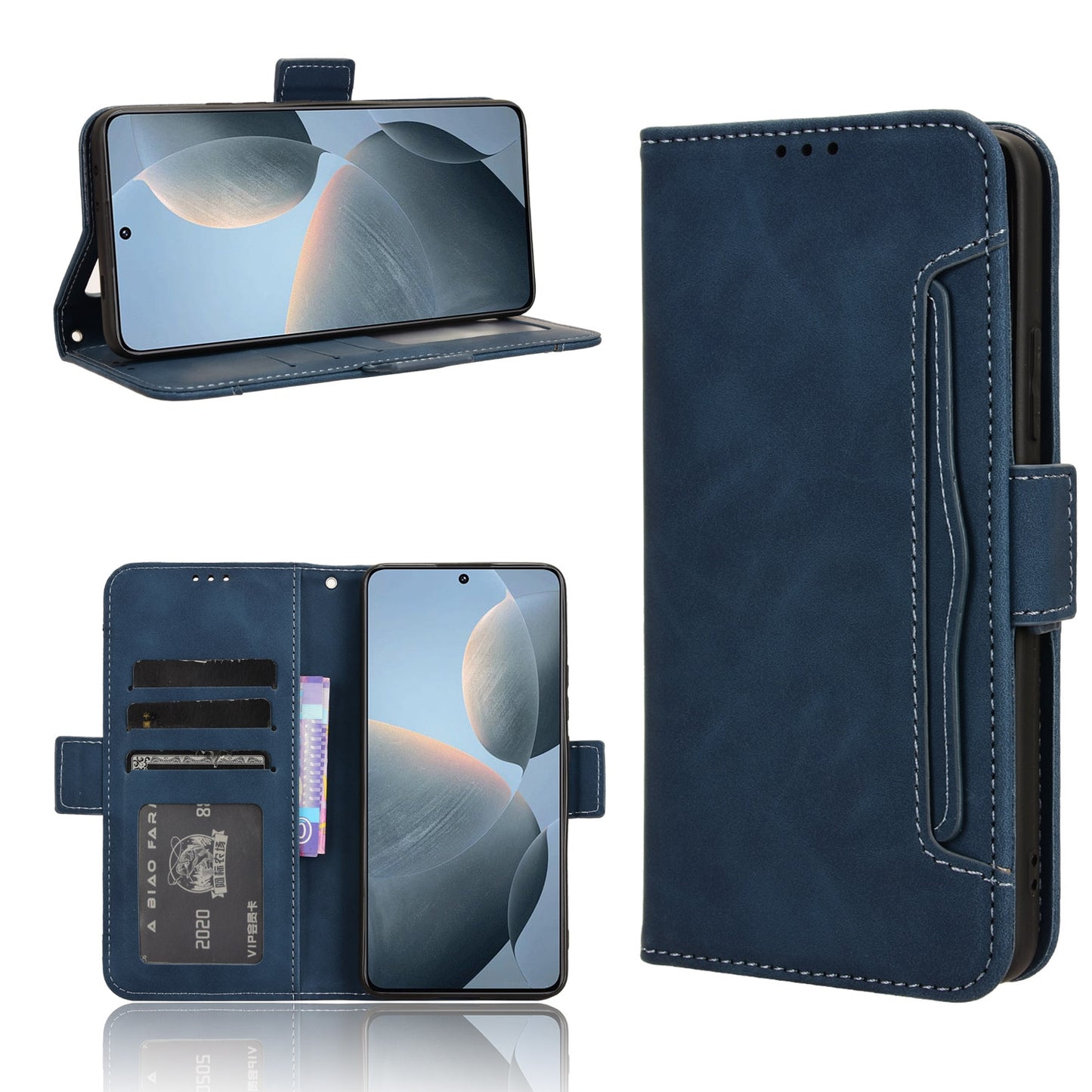 Xiaomi Redmi K70 Skin Feel PU Leather Wallet Phone Case with Card Slots, Cash Pocket, Magnetic Closure, Built-In Stand, Full Protection TPU Cover