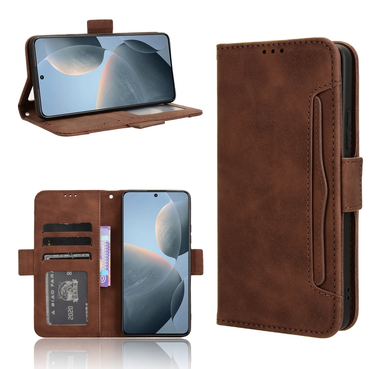 Xiaomi Redmi K70 Pro 5G Skin Feel PU Leather Wallet Phone Case with Card Slots, Cash Pocket, Magnetic Closure, Built-In Stand, Full Protection TPU Cover