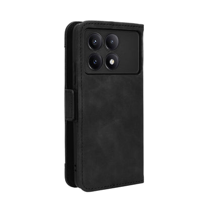 Xiaomi Poco X6 Pro Skin Feel PU Leather Wallet Phone Case with Card Slots, Cash Pocket, Magnetic Closure, Built-In Stand, Full Protection TPU Cover