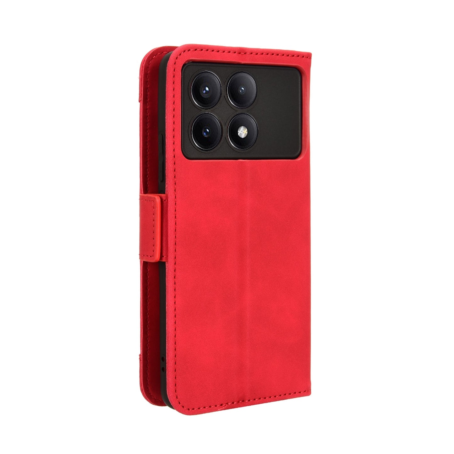 Xiaomi Poco X6 Pro Skin Feel PU Leather Wallet Phone Case with Card Slots, Cash Pocket, Magnetic Closure, Built-In Stand, Full Protection TPU Cover