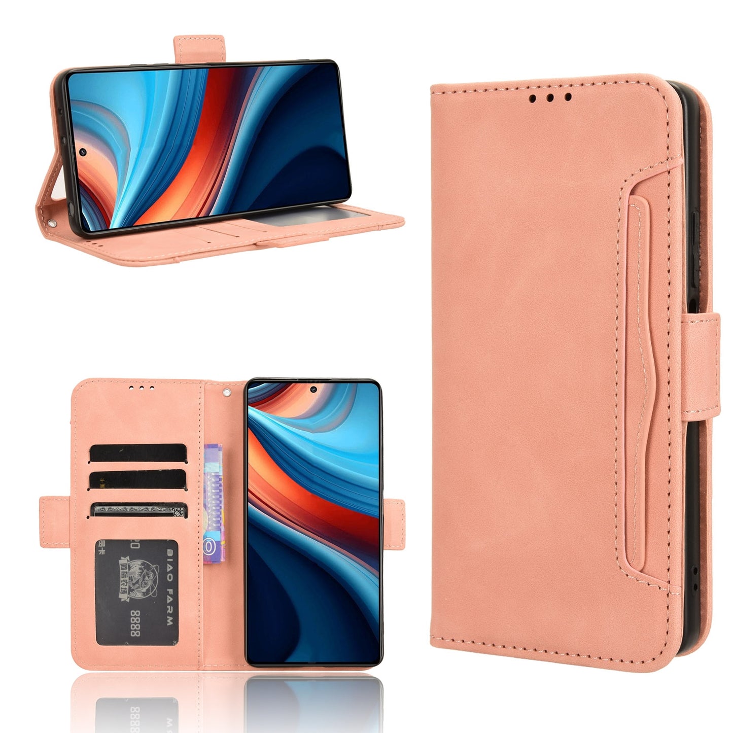 Xiaomi Redmi Note 13R Pro 5G Skin Feel PU Leather Wallet Phone Case with Card Slots, Cash Pocket, Magnetic Closure, Built-In Stand, Full Protection TPU Cover