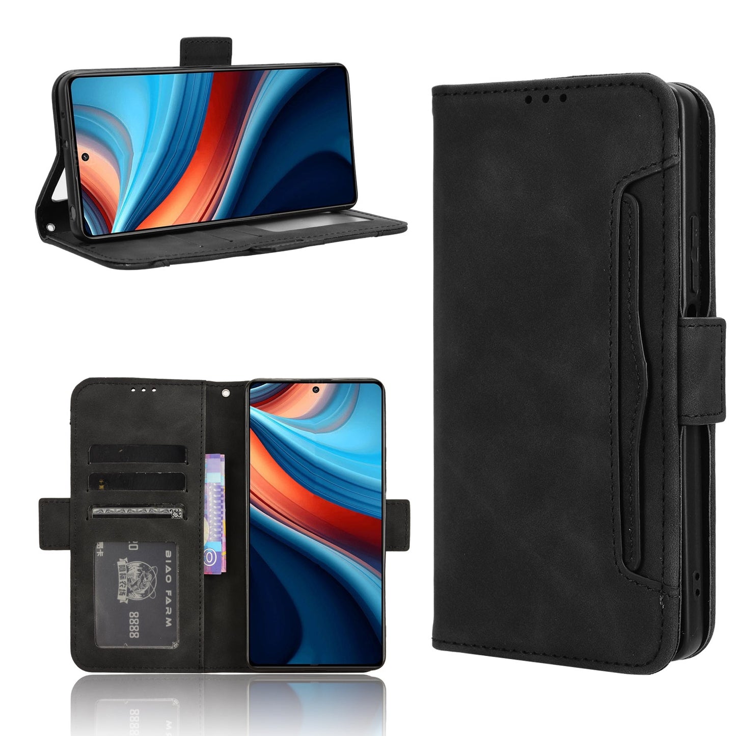 Xiaomi Redmi Note 13R Pro 5G Skin Feel PU Leather Wallet Phone Case with Card Slots, Cash Pocket, Magnetic Closure, Built-In Stand, Full Protection TPU Cover