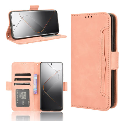 Xiaomi 14 Pro Skin Feel PU Leather Wallet Phone Case with Card Slots, Cash Pocket, Magnetic Closure, Built-In Stand, Full Protection TPU Cover