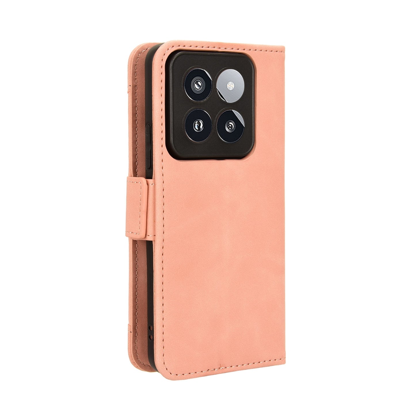 Xiaomi 14 Pro Skin Feel PU Leather Wallet Phone Case with Card Slots, Cash Pocket, Magnetic Closure, Built-In Stand, Full Protection TPU Cover