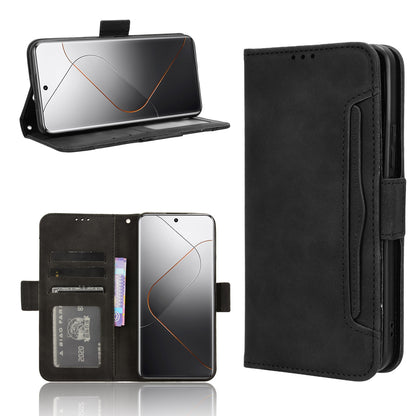 Xiaomi 14 Pro Skin Feel PU Leather Wallet Phone Case with Card Slots, Cash Pocket, Magnetic Closure, Built-In Stand, Full Protection TPU Cover
