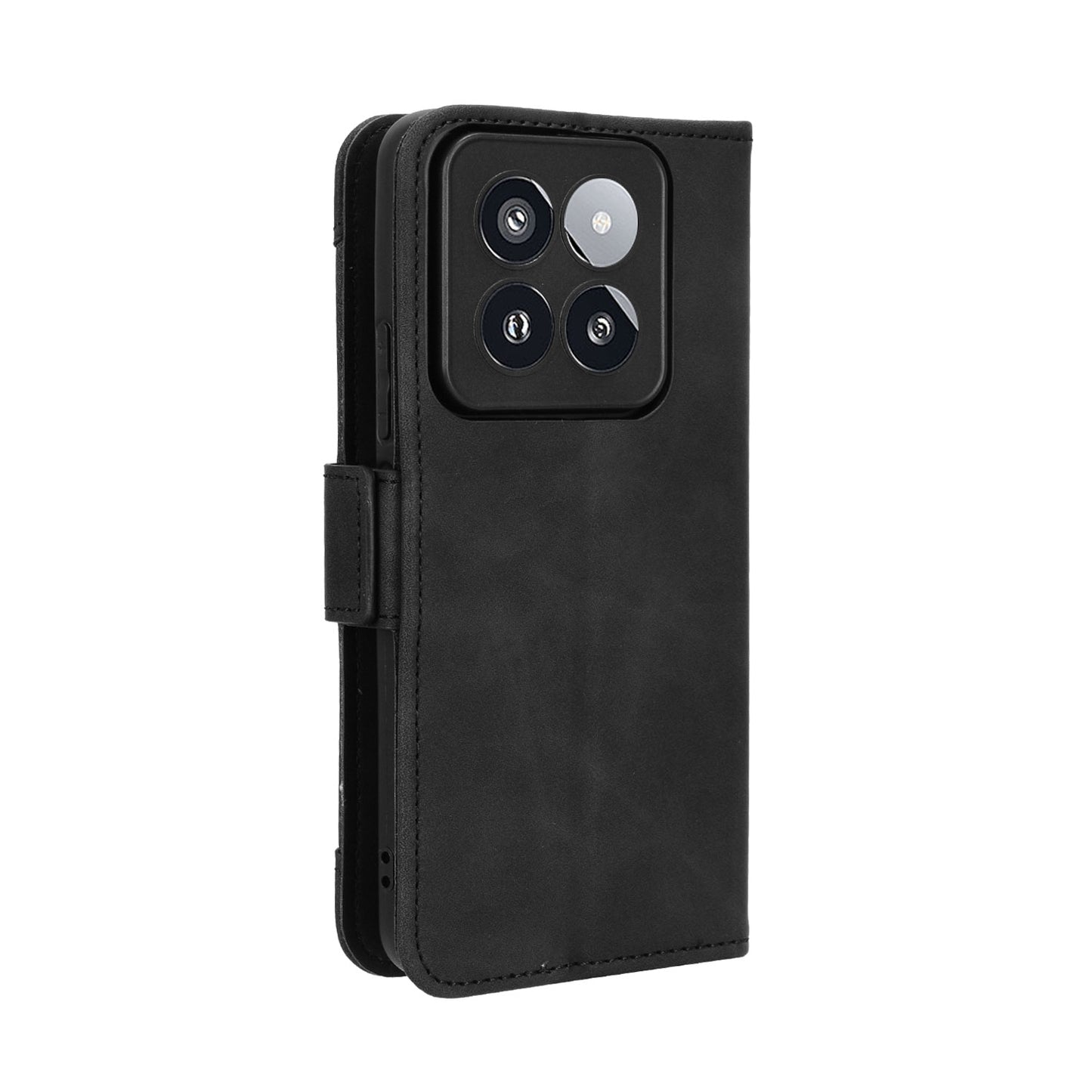 Xiaomi 14 Pro Skin Feel PU Leather Wallet Phone Case with Card Slots, Cash Pocket, Magnetic Closure, Built-In Stand, Full Protection TPU Cover