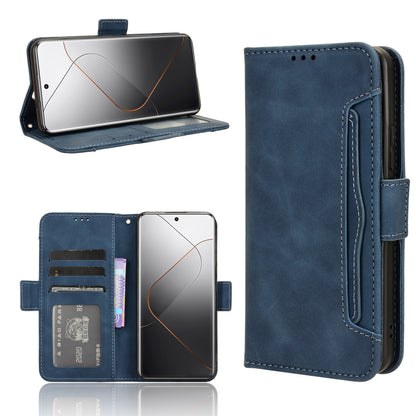 Xiaomi 14 Pro Skin Feel PU Leather Wallet Phone Case with Card Slots, Cash Pocket, Magnetic Closure, Built-In Stand, Full Protection TPU Cover