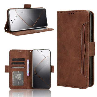 Xiaomi 14 Pro Skin Feel PU Leather Wallet Phone Case with Card Slots, Cash Pocket, Magnetic Closure, Built-In Stand, Full Protection TPU Cover