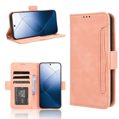 Xiaomi 14 Skin Feel PU Leather Wallet Phone Case with Card Slots, Cash Pocket, Magnetic Closure, Built-In Stand, Full Protection TPU Cover