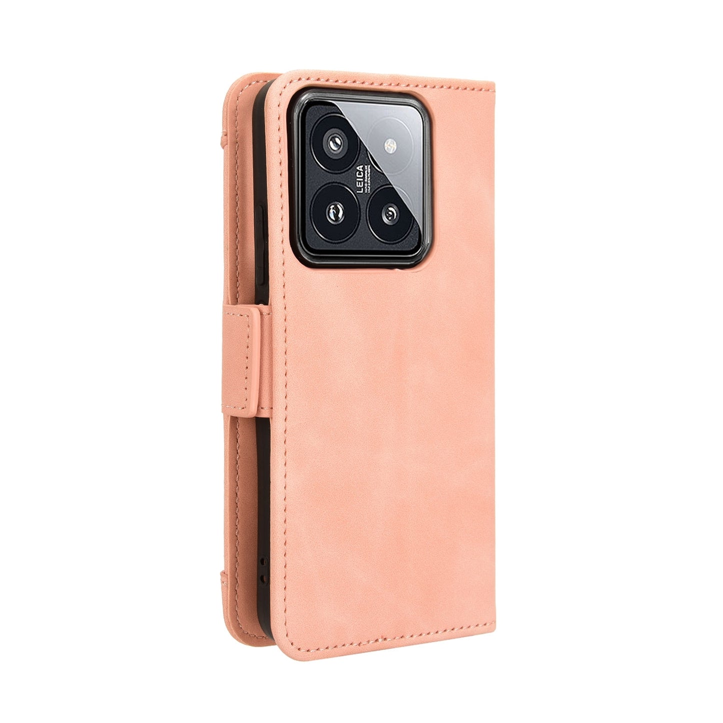 Xiaomi 14 Skin Feel PU Leather Wallet Phone Case with Card Slots, Cash Pocket, Magnetic Closure, Built-In Stand, Full Protection TPU Cover