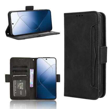 Xiaomi 14 Skin Feel PU Leather Wallet Phone Case with Card Slots, Cash Pocket, Magnetic Closure, Built-In Stand, Full Protection TPU Cover