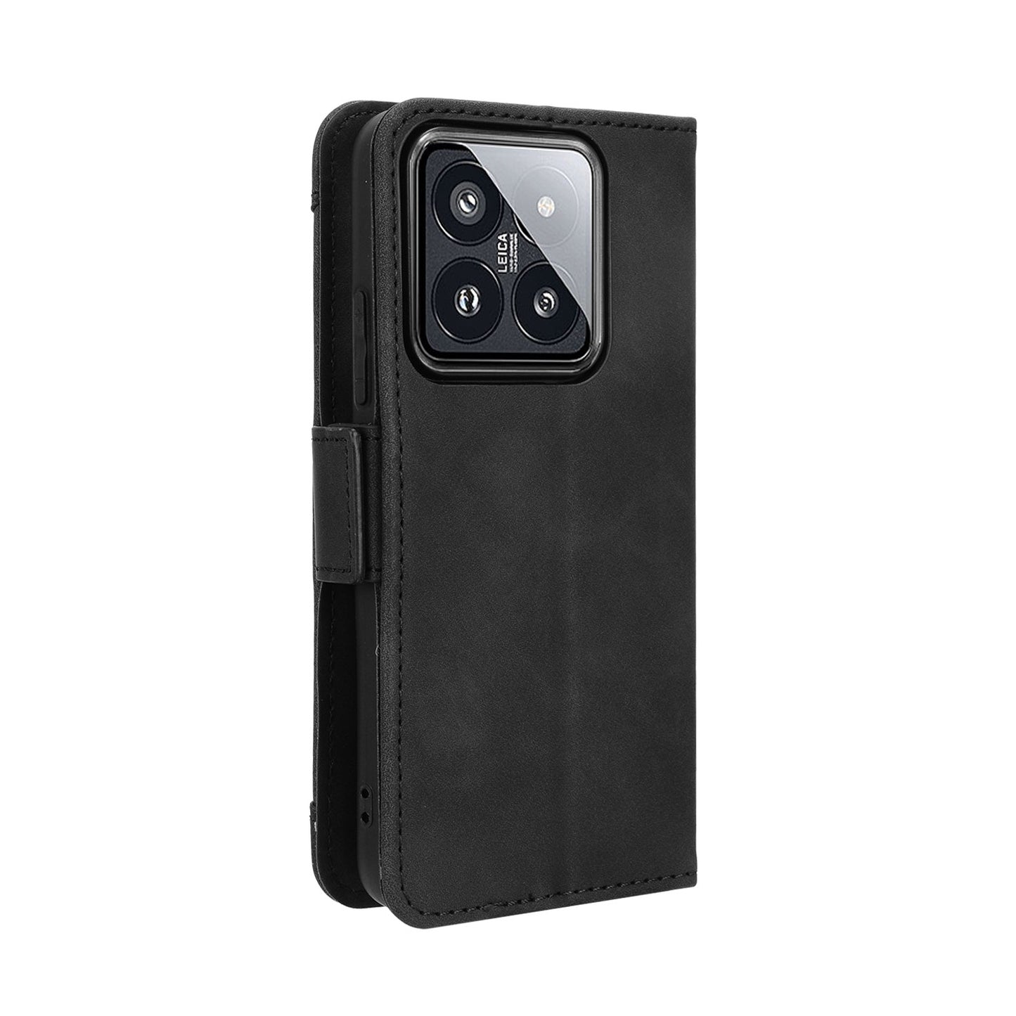 Xiaomi 14 Skin Feel PU Leather Wallet Phone Case with Card Slots, Cash Pocket, Magnetic Closure, Built-In Stand, Full Protection TPU Cover