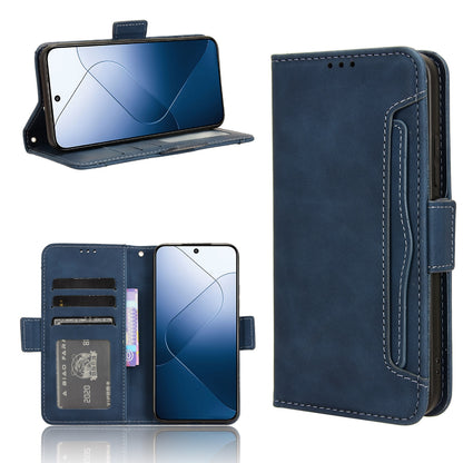 Xiaomi 14 Skin Feel PU Leather Wallet Phone Case with Card Slots, Cash Pocket, Magnetic Closure, Built-In Stand, Full Protection TPU Cover
