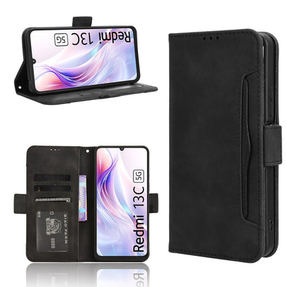 Xiaomi Redmi 13R 5G Skin Feel PU Leather Wallet Phone Case with Card Slots, Cash Pocket, Magnetic Closure, Built-In Stand, Full Protection TPU Cover