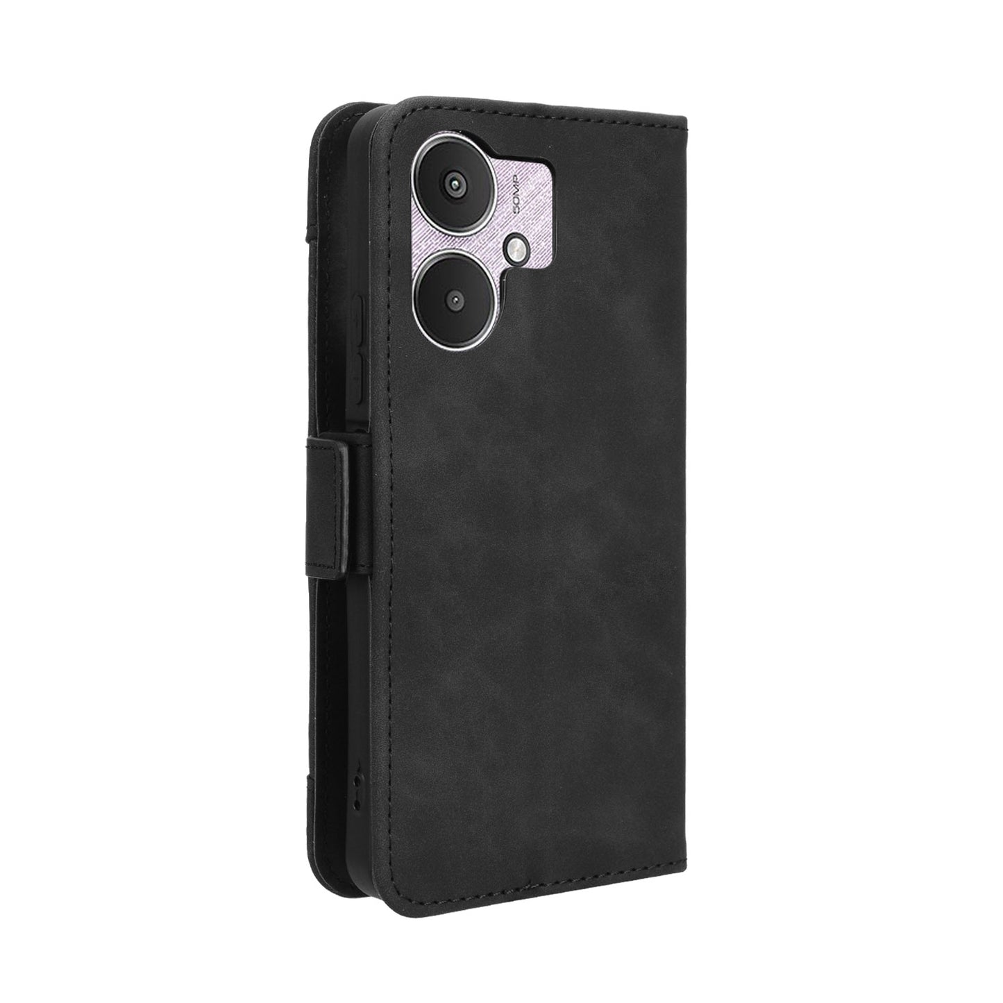 Xiaomi Redmi 13C 5G Skin Feel PU Leather Wallet Phone Case with Card Slots, Cash Pocket, Magnetic Closure, Built-In Stand, Full Protection TPU Cover