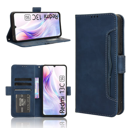 Xiaomi Redmi 13R 5G Skin Feel PU Leather Wallet Phone Case with Card Slots, Cash Pocket, Magnetic Closure, Built-In Stand, Full Protection TPU Cover