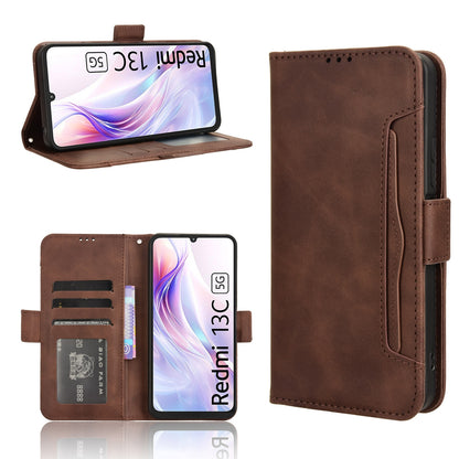 Xiaomi Redmi 13R 5G Skin Feel PU Leather Wallet Phone Case with Card Slots, Cash Pocket, Magnetic Closure, Built-In Stand, Full Protection TPU Cover
