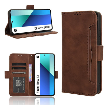 Xiaomi Redmi Note 13 4G Skin Feel PU Leather Wallet Phone Case with Card Slots, Cash Pocket, Magnetic Closure, Built-In Stand, Full Protection TPU Cover