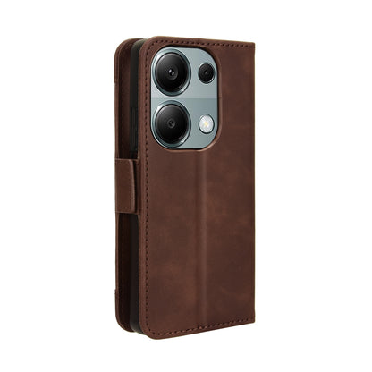 Xiaomi Poco M6 Pro 4G Skin Feel PU Leather Wallet Phone Case with Card Slots, Cash Pocket, Magnetic Closure, Built-In Stand, Full Protection TPU Cover