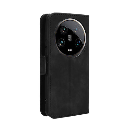 Xiaomi 14 Ultra Skin Feel PU Leather Wallet Phone Case with Card Slots, Cash Pocket, Magnetic Closure, Built-In Stand, Full Protection TPU Cover
