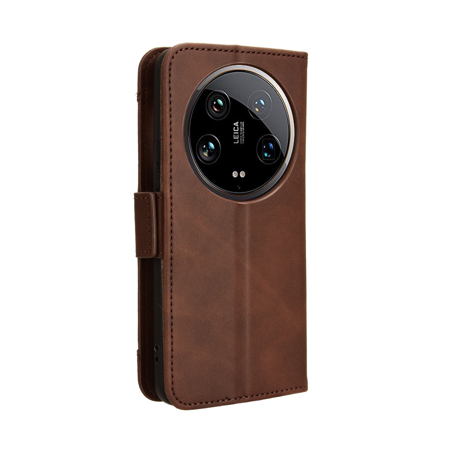 Xiaomi 14 Ultra Skin Feel PU Leather Wallet Phone Case with Card Slots, Cash Pocket, Magnetic Closure, Built-In Stand, Full Protection TPU Cover
