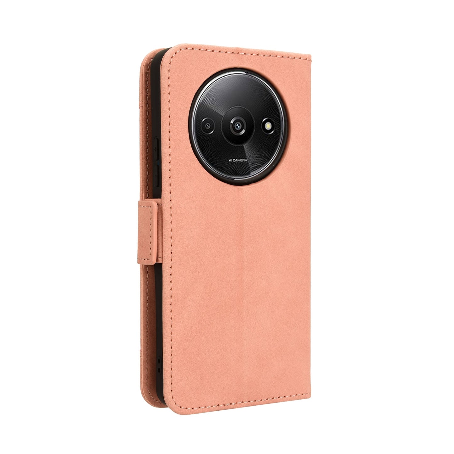 Xiaomi Poco C61 Skin Feel PU Leather Wallet Phone Case with Card Slots, Cash Pocket, Magnetic Closure, Built-In Stand, Full Protection TPU Cover