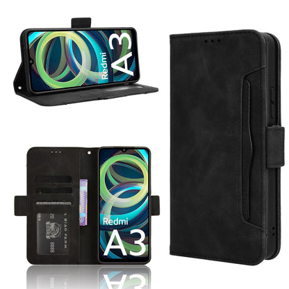 Xiaomi Poco C61 Skin Feel PU Leather Wallet Phone Case with Card Slots, Cash Pocket, Magnetic Closure, Built-In Stand, Full Protection TPU Cover