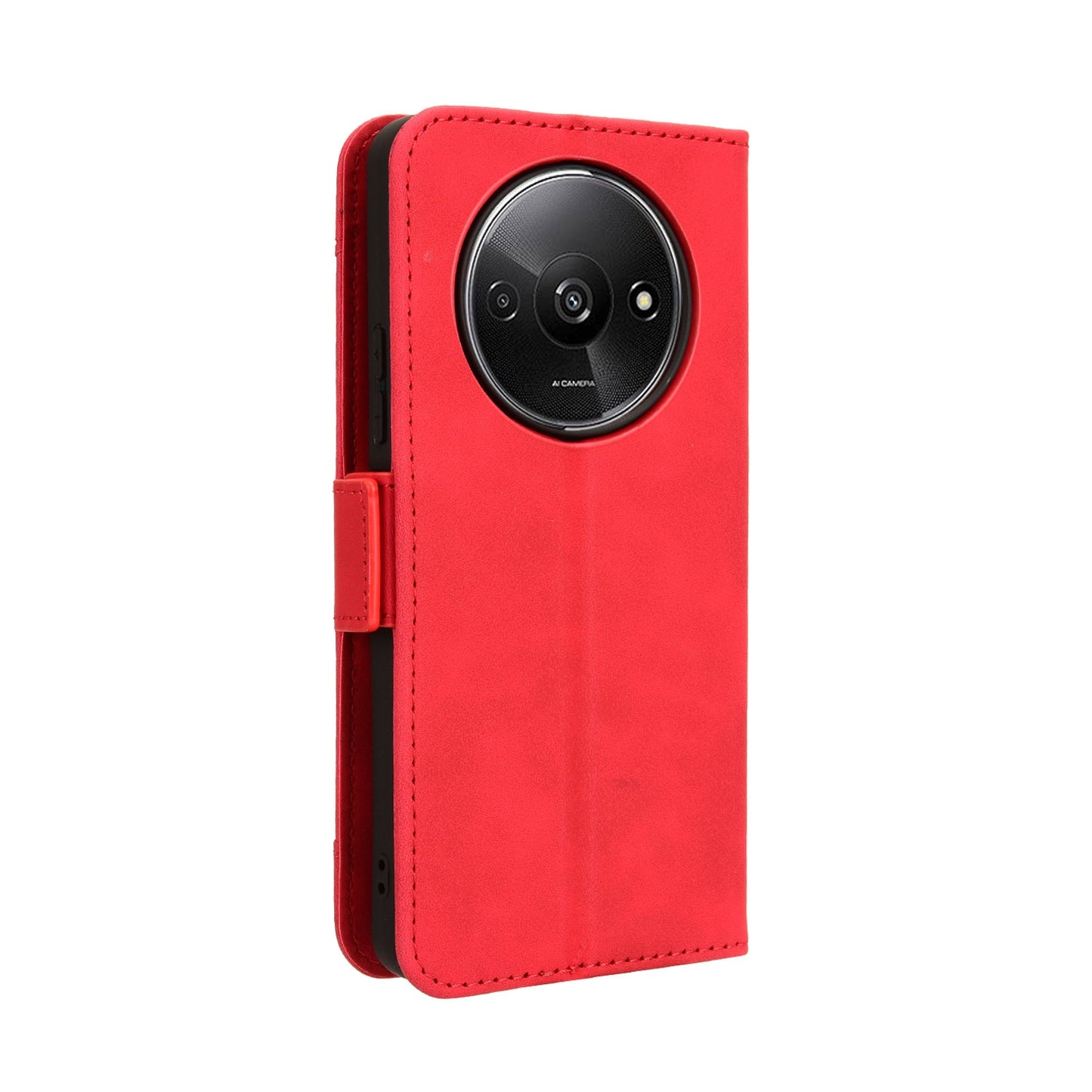 Xiaomi Poco C61 Skin Feel PU Leather Wallet Phone Case with Card Slots, Cash Pocket, Magnetic Closure, Built-In Stand, Full Protection TPU Cover